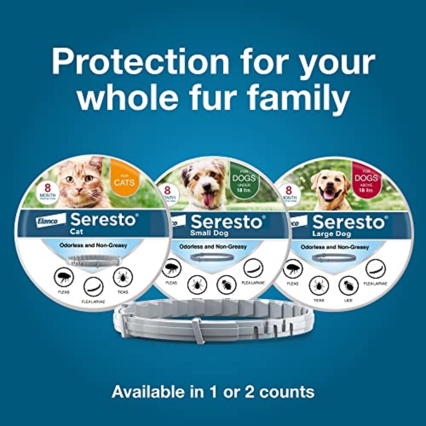 Seresto Large Dog Flea and Tick Collar for Dogs Above 18 lbs – 8 Month Protection
