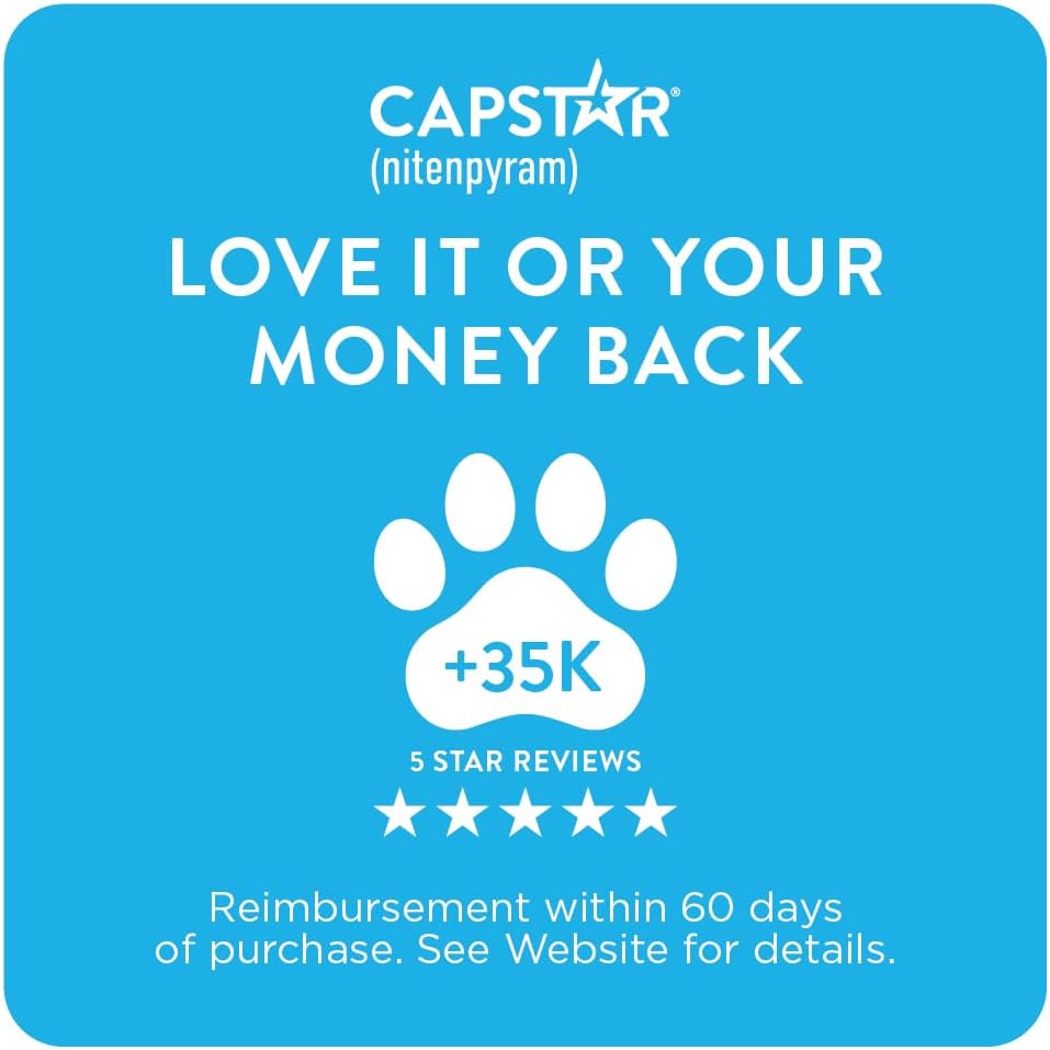 Capstar Nitenpyram 11.4mg Flea Treatment for Small Dogs 2-25 lbs – 6 Tablets