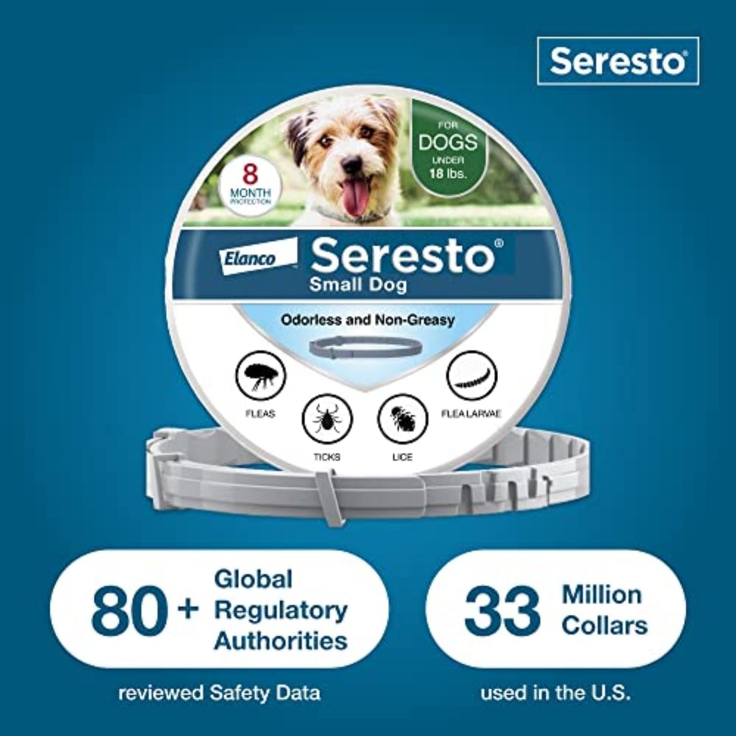 Seresto Small Dog Flea & Tick Collar for Dogs Under 18 lbs – 8 Month Protection