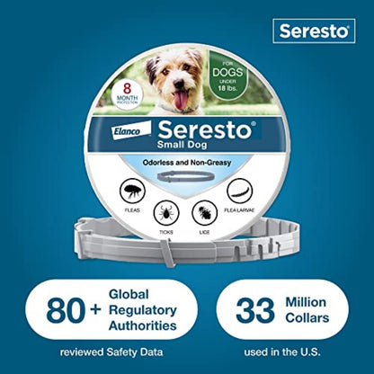 Seresto Small Dog Flea & Tick Collar for Dogs Under 18 lbs – 8 Month Protection