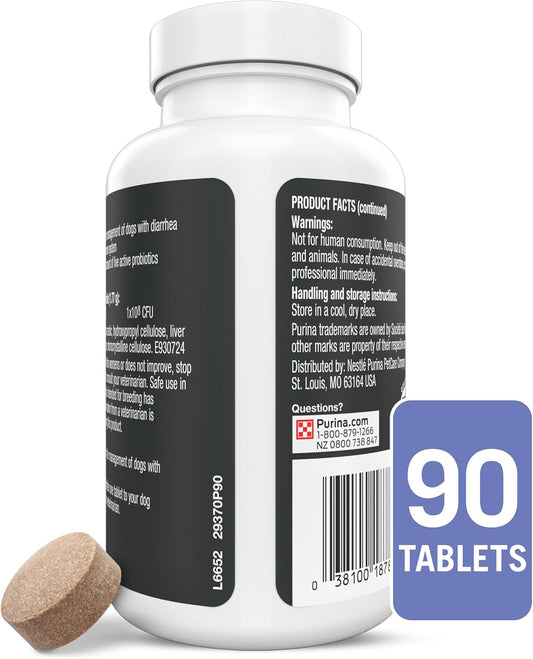 Purina Pro Plan Veterinary Supplements FortiFlora Daily Probiotics for Dogs Chewable Tablets for Digestive Gut Health and Diarrhea - 90 ct. Canister