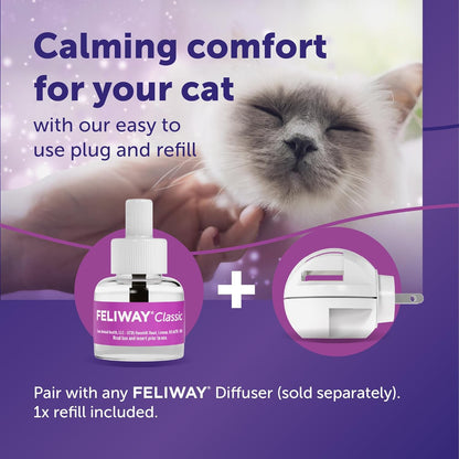 FELIWAY® Classic 30 Day Cat Calming Refill for Pheromone Diffuser, 48ml - Helps Reduce Common Signs of Stress in Cats & Kittens, Enhanced Calming