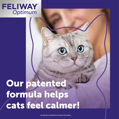 FELIWAY® Optimum 3 x 30 Day Cat Calming Refills for Pheromone Diffuser, 3 x 48ml Value Pack - Helps Reduce Common Signs of Stress in Cats & Kittens, Enhanced Calming