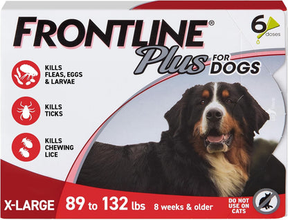 FRONTLINE Plus Flea and Tick Treatment for X-Large Dogs Up to 89 to 132 lbs