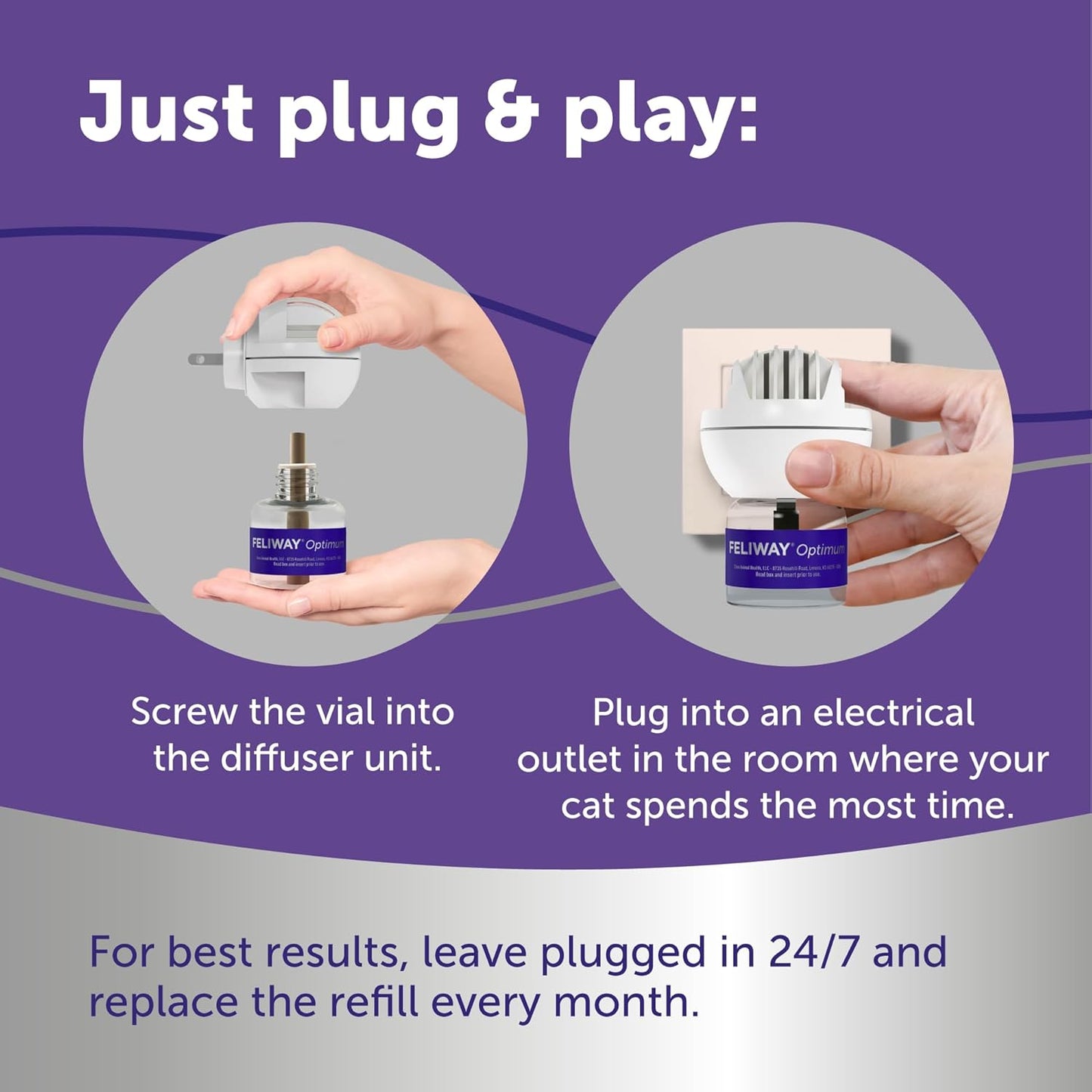 FELIWAY® Optimum 3 x 30 Day Cat Calming Refills for Pheromone Diffuser, 3 x 48ml Value Pack - Helps Reduce Common Signs of Stress in Cats & Kittens, Enhanced Calming