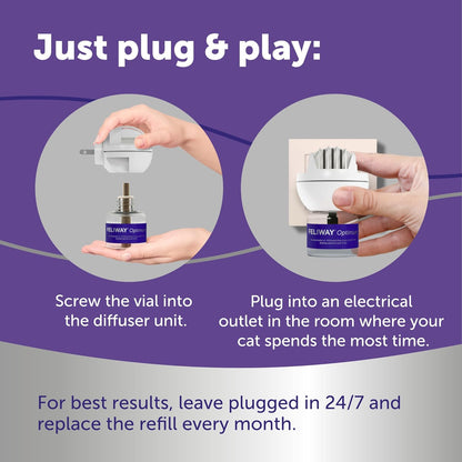 FELIWAY® Optimum 30 Day Cat Calming Refill for Pheromone Diffuser, 48ml - Helps Reduce Common Signs of Stress in Cats & Kittens, Enhanced Calming