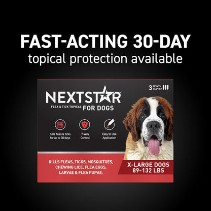 NEXTSTAR Flea and Tick Treatment for X Large Dogs 89 to 132 lbs 3 Month Supply