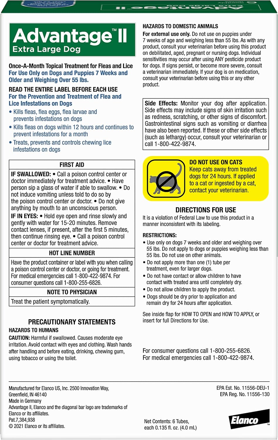 Advantage II XL Dog Vet-Recommended Flea Treatment & Prevention | Dogs Over 55 lbs. | 6-Month Supply