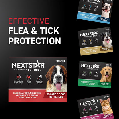 NEXTSTAR Flea and Tick Treatment for X Large Dogs 89 to 132 lbs 3 Month Supply