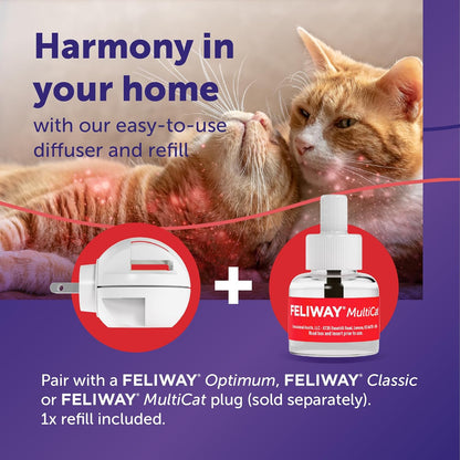 FELIWAY® MultiCat 30 Day Cat Calming Refill for Pheromone Diffuser, 48ml - 1x 30 Day - Helps Reduce Conflicts and Signs of Tension in Multi-Cat Households