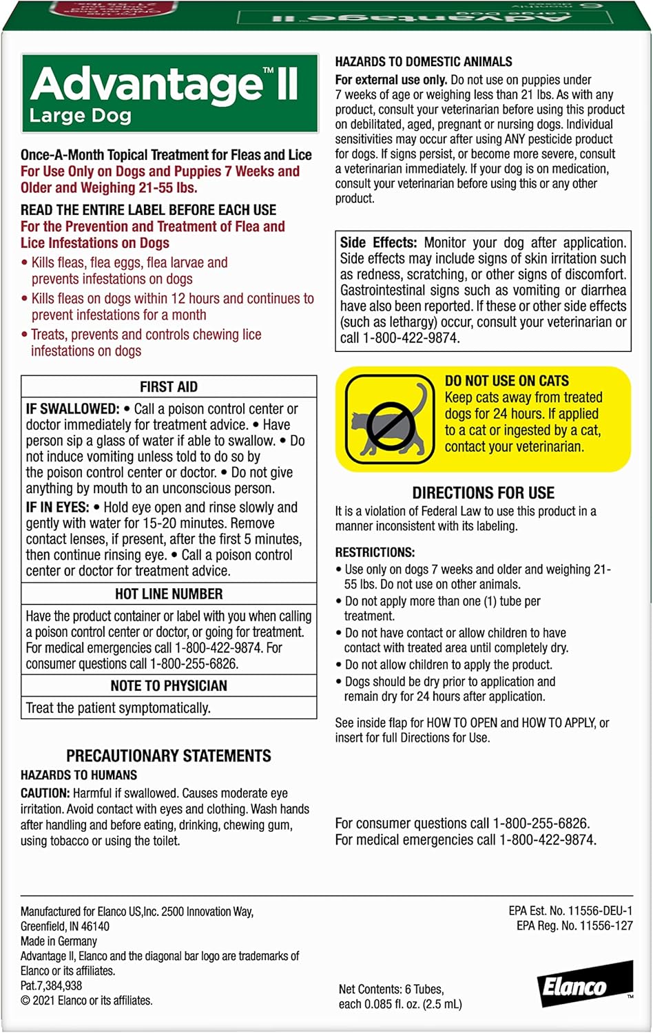 Advantage II Large Dog Vet-Recommended Flea Treatment & Prevention | Dogs 21-55 lbs. | 6-Month Supply