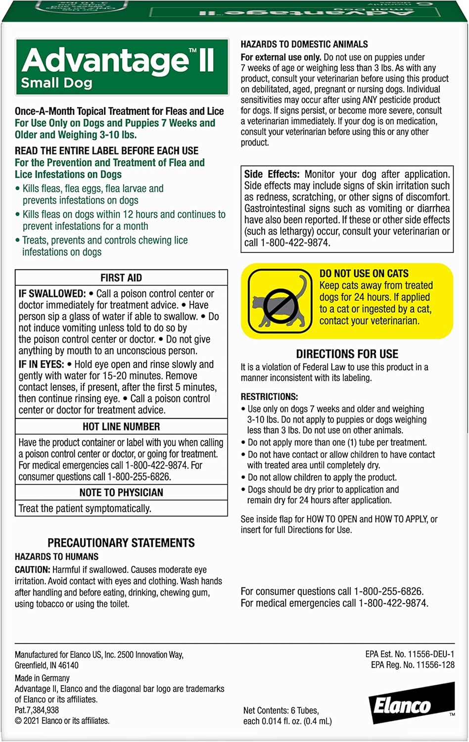 Advantage II Small Dog Vet-Recommended Flea Treatment & Prevention | Dogs 3-10 lbs. | 6-Month Supply