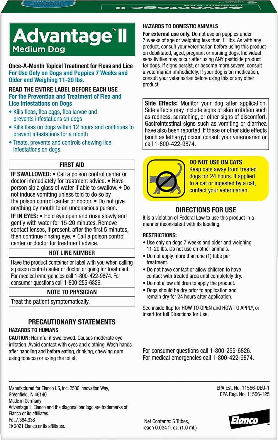 Advantage II Medium Dog Vet-Recommended Flea Treatment & Prevention | Dogs 11-20 lbs. | 6-Month Supply